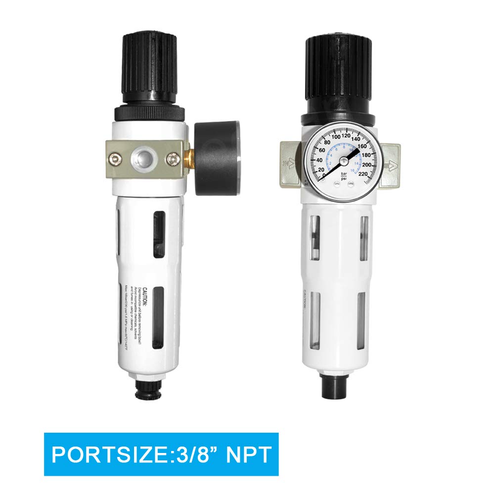 Buy Air Filter Regulator Moisture Trap Compressor 1/2" Moisture Oil Water Separator Air Compressor Filter Trap Separator For Air Tool System Kit With Pressure Gauge