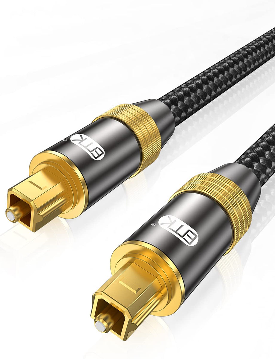 EMK Cavo Audio Ottico Placcato Oro 24K – Toslink S/PDIF, 0.5m, Doppia Guaina, Per Soundbar E Home Theater (blu)