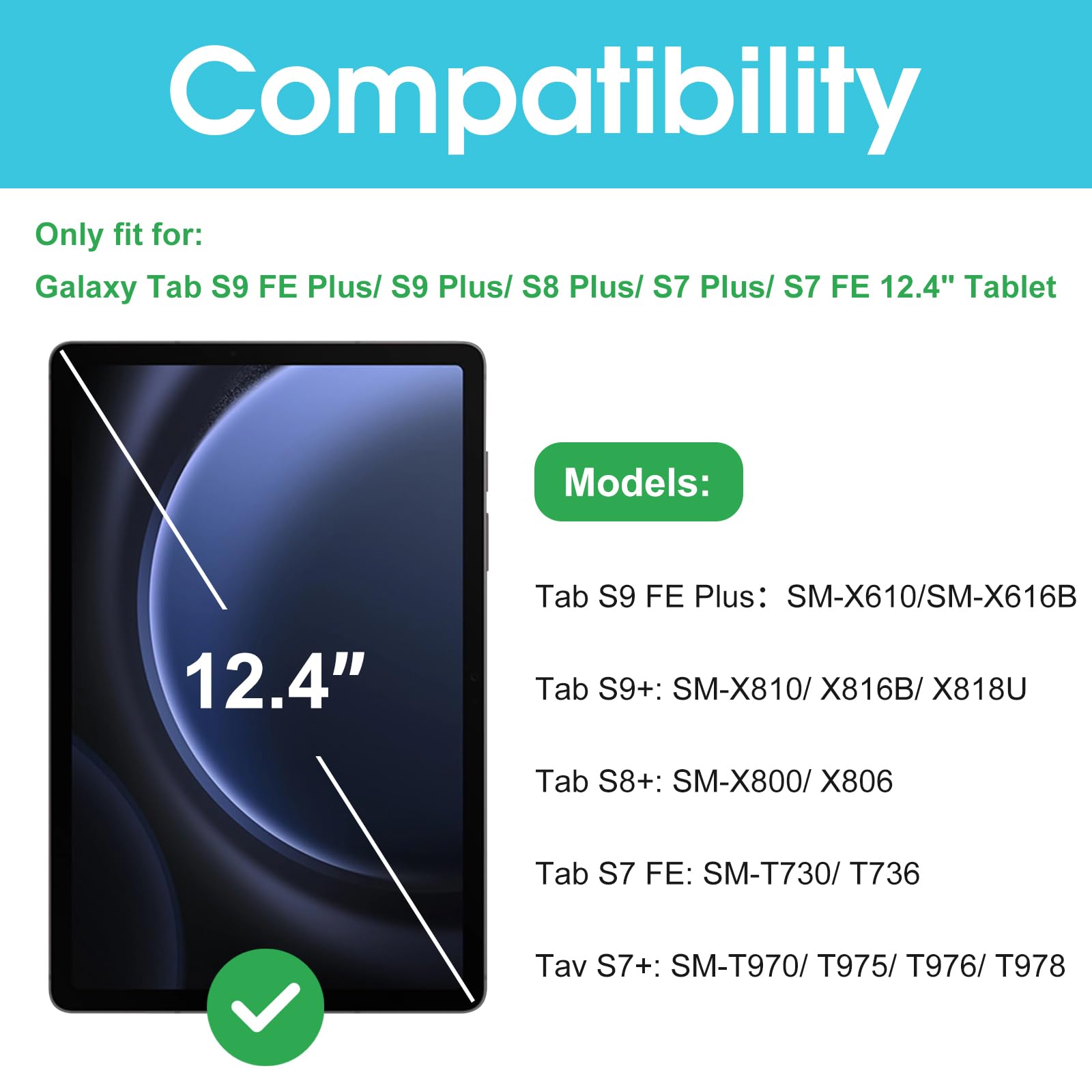 ProCase Anti-Spy Tempered Glass Privacy Screen Protector for Galaxy Tab S10 Plus/S9 FE Plus/S9 Plus/S8 Plus/S7 FE 12.4 Inch - Black