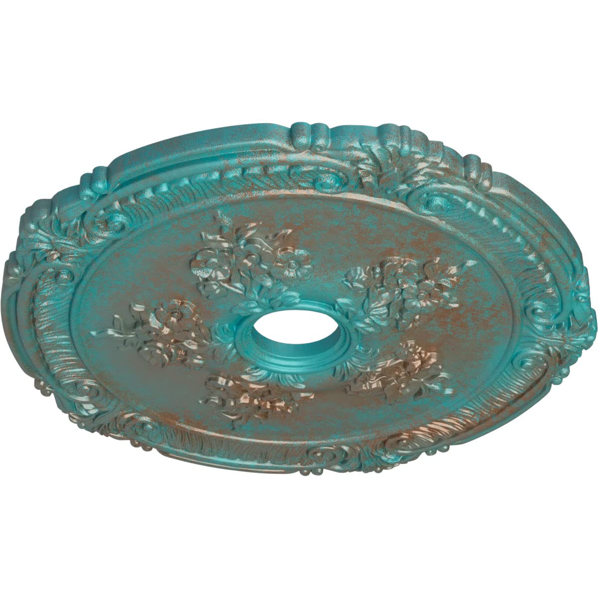 Ekena Millwork Cm26Atcgs Attica With Rose Ceiling Medallion, 26''Od X 3 3/4''Id X 1 1/2''P, Hand Painted Copper Green Patina