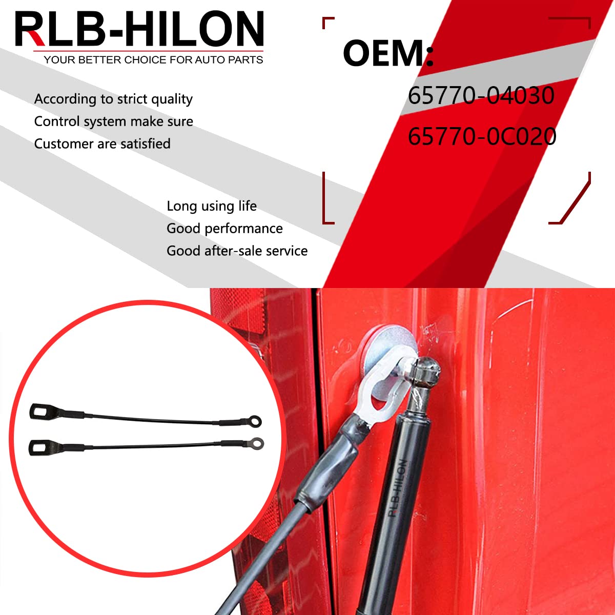 Rlb Hilon Tailgate Cable Compatible With Toyota Tacoma 1995 To 2003 Year, 65770 04030 6577004030, Lift Gate Support Straps Picku