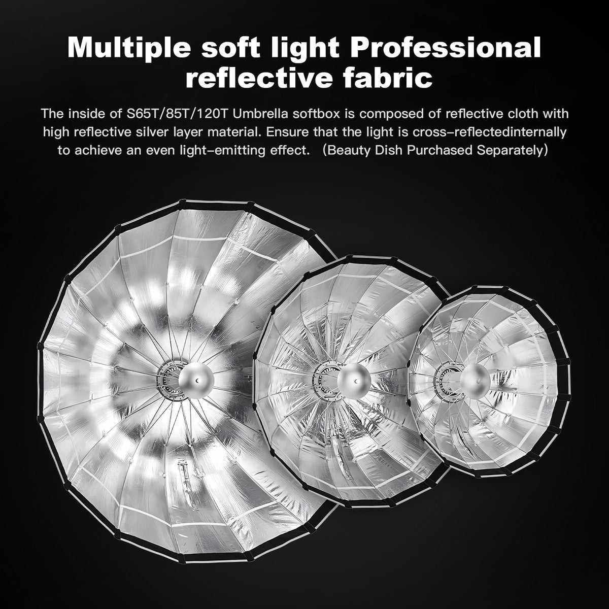 Godox S65T Softbox 65cm/25.6in Vouwbare Quick Release Paraplu Softbox met Standaard Bowen Mount & Diffusers voor Studio Portretfotografie Godox S65T Softbox 65cm/25.6in Vouwbare Quick Release Paraplu Softbox met Standaard Bowen Mount & Diffusers voor Studio Portretfotografie