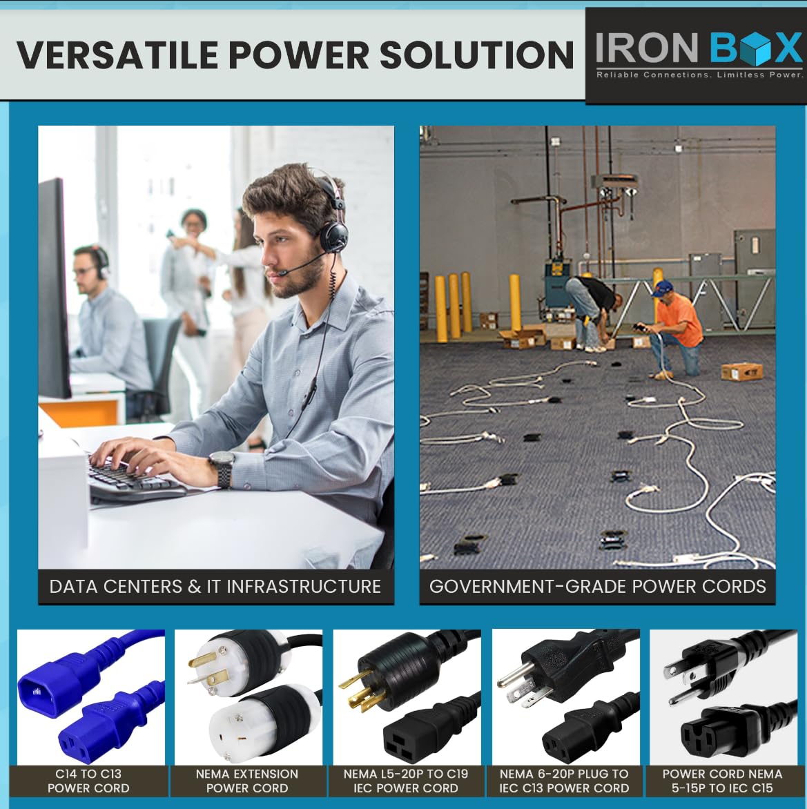 thumbnail interactive-video image 1 of Iron Box NEMA L6-20 Extension Cord – 6 Ft, 20A/250V, 12 AWG – IBX-4803 1 of 6