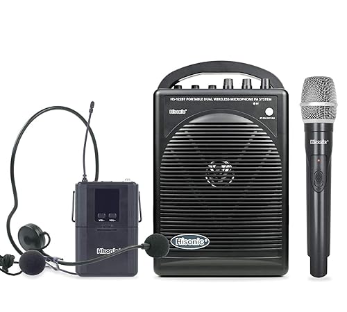 Hisonic Hs122Bt Hl Portable And Rechargeable Pa System With Dual Uhf Wireless Microphones & Bluetooth Connection