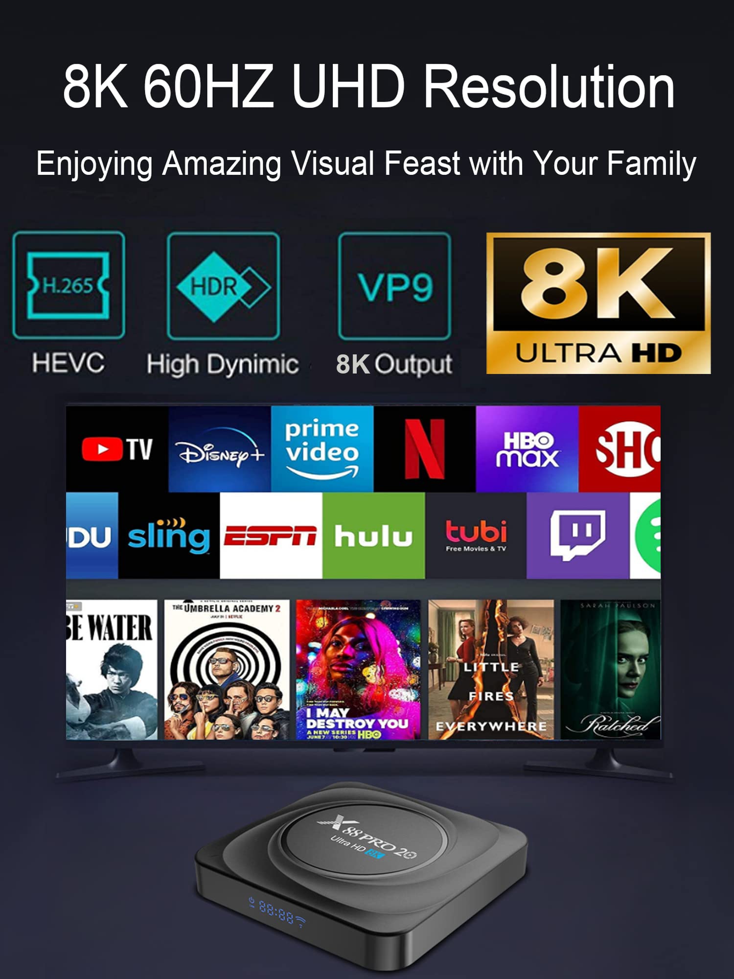 8K Android Tv Box 11.0, Rupa Smart Tv Box Rk3566 4 Core 64 Bits, 8Gb Ram 64Gb Rom Android Box With 1000M Lan Dual Wifi 2.4G/5G,