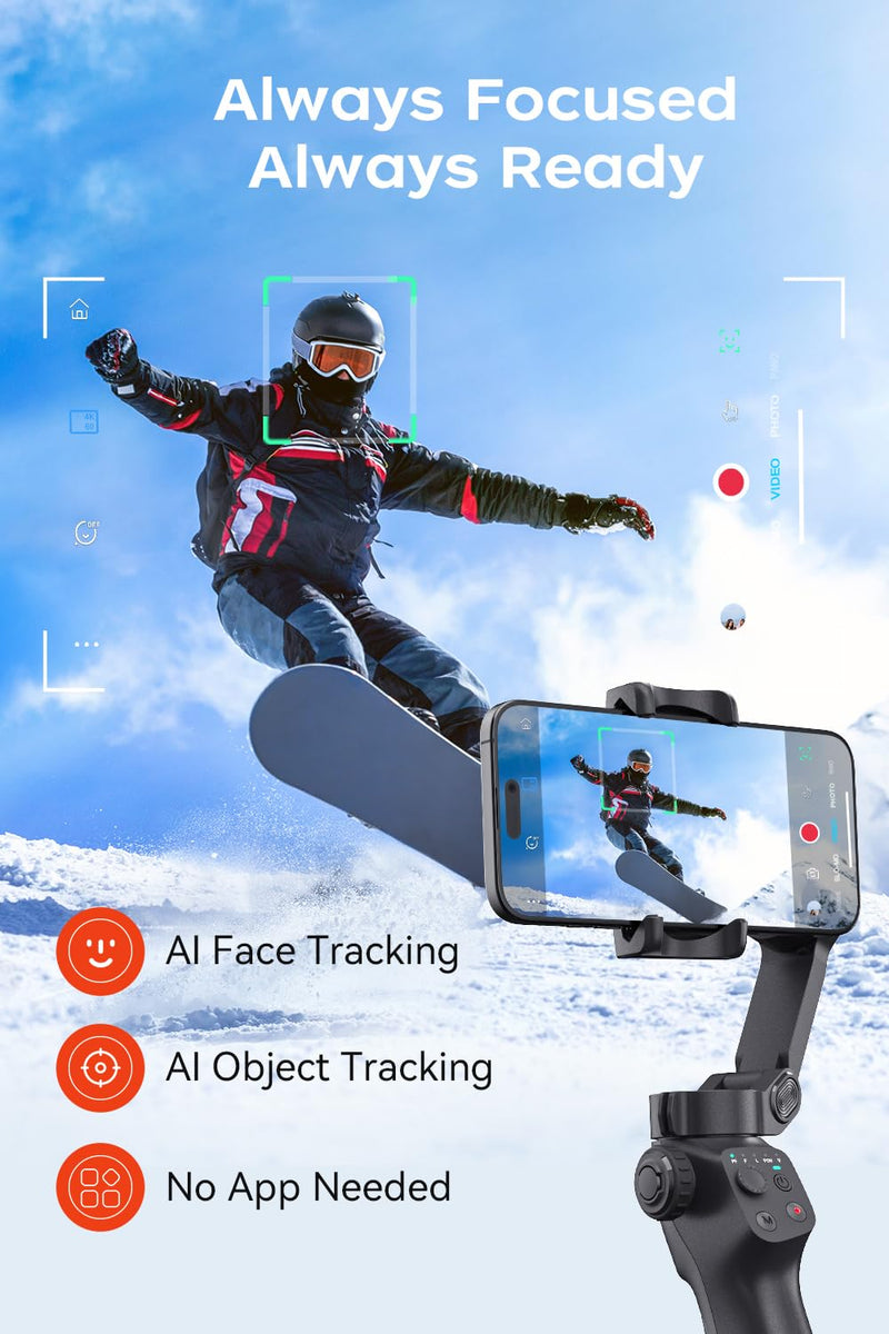 FUNSNAP CM8 Gimbal Stabilizer for iPhone Android, 3-Axis Phone Gimbal ...