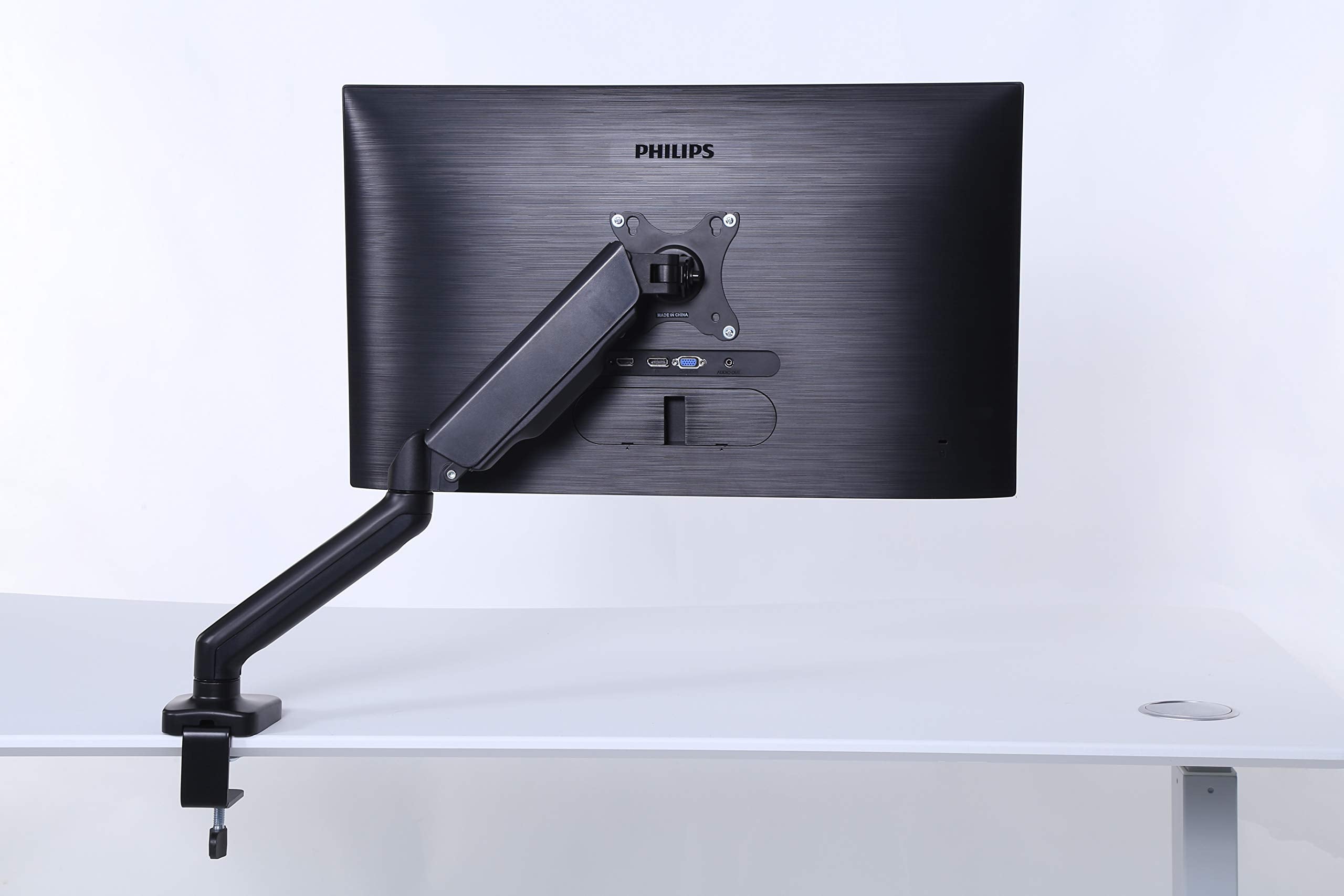 Apexdesk Single Monitor Arm Desk Mount   Adjustable Height Gas Spring   Vesa Mount With C Clamp & Mounting Base   Computer Monit