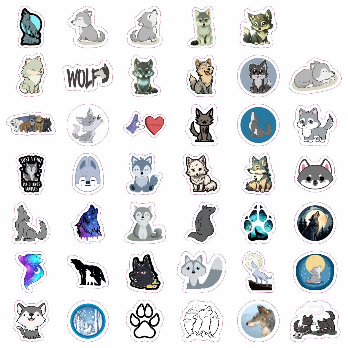 Cute Wolf Stickers For Water Bottle And Laptop Wolf Party Favors & Dec ...