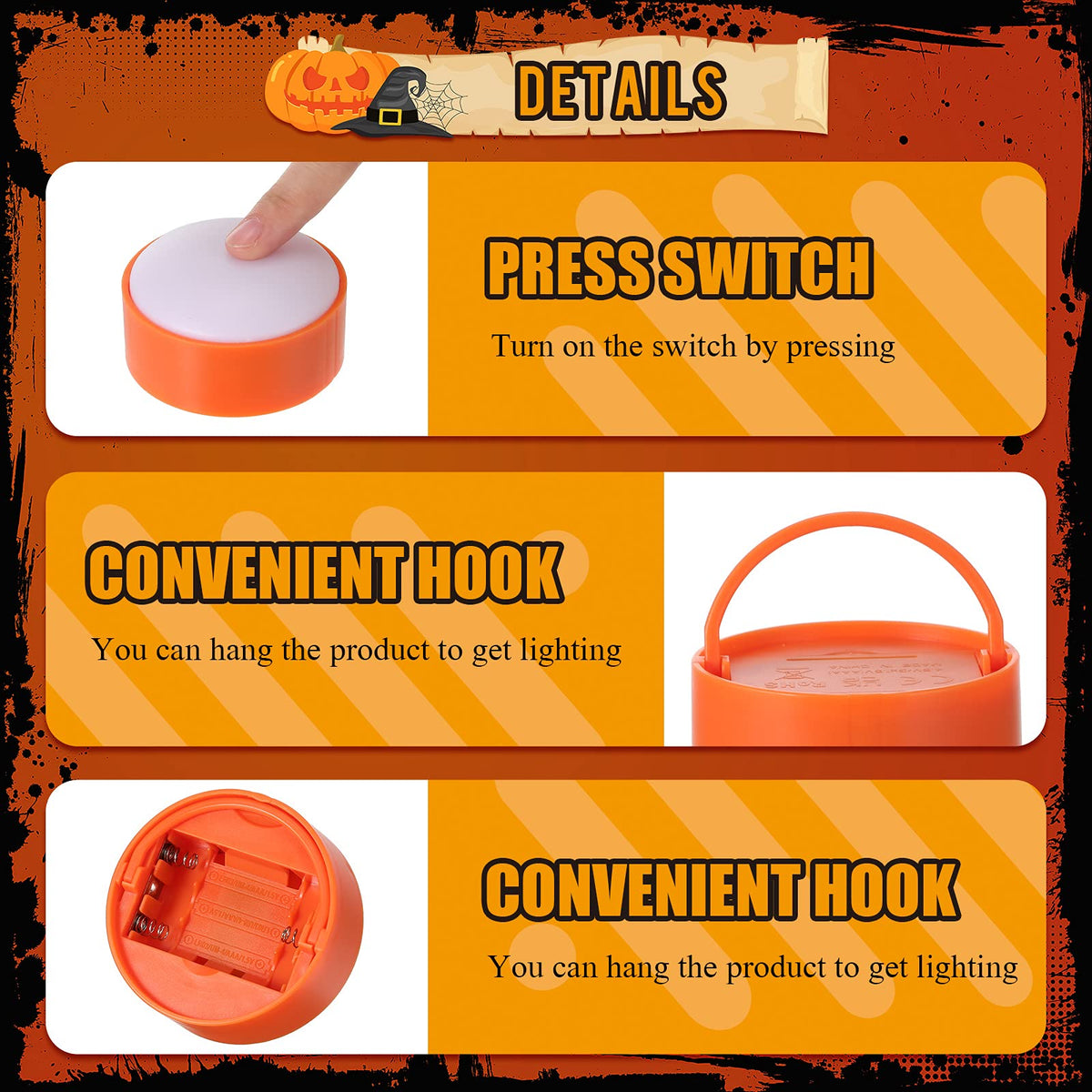 Riakrum 6 Pieces Halloween Pumpkin Lights With Remote And Timer Led Pu ...