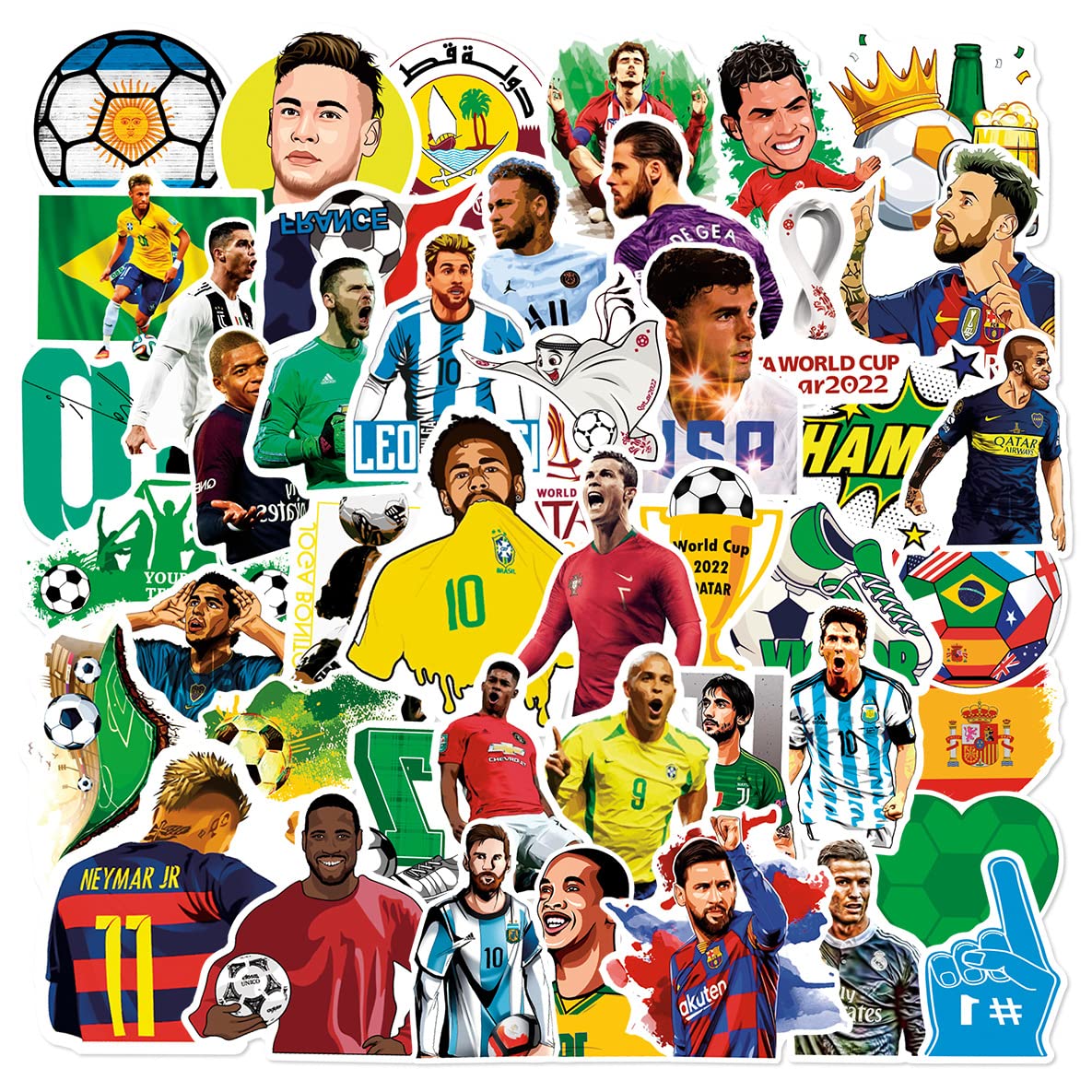 Homiego 150 PCS Waterproof Soccer Stickers - Vinyl Graffiti Decals for Water Bottles, Scrapbooks, Helmets | Perfect Soccer Gifts for Kids & Teens