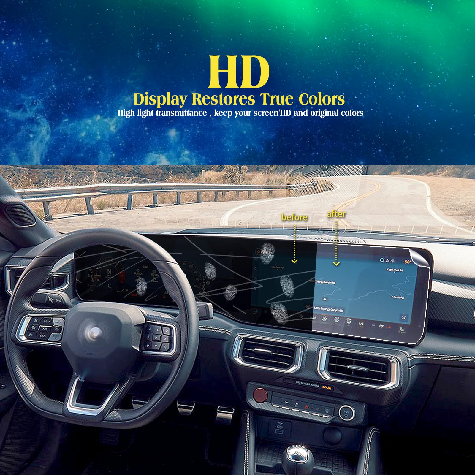 2Pack 2024 Mustang Compatible With 2026 2025 2024 Mustang Integrated Screen Protector 2024 Ford Mustang Dark Horse / Gt Premium