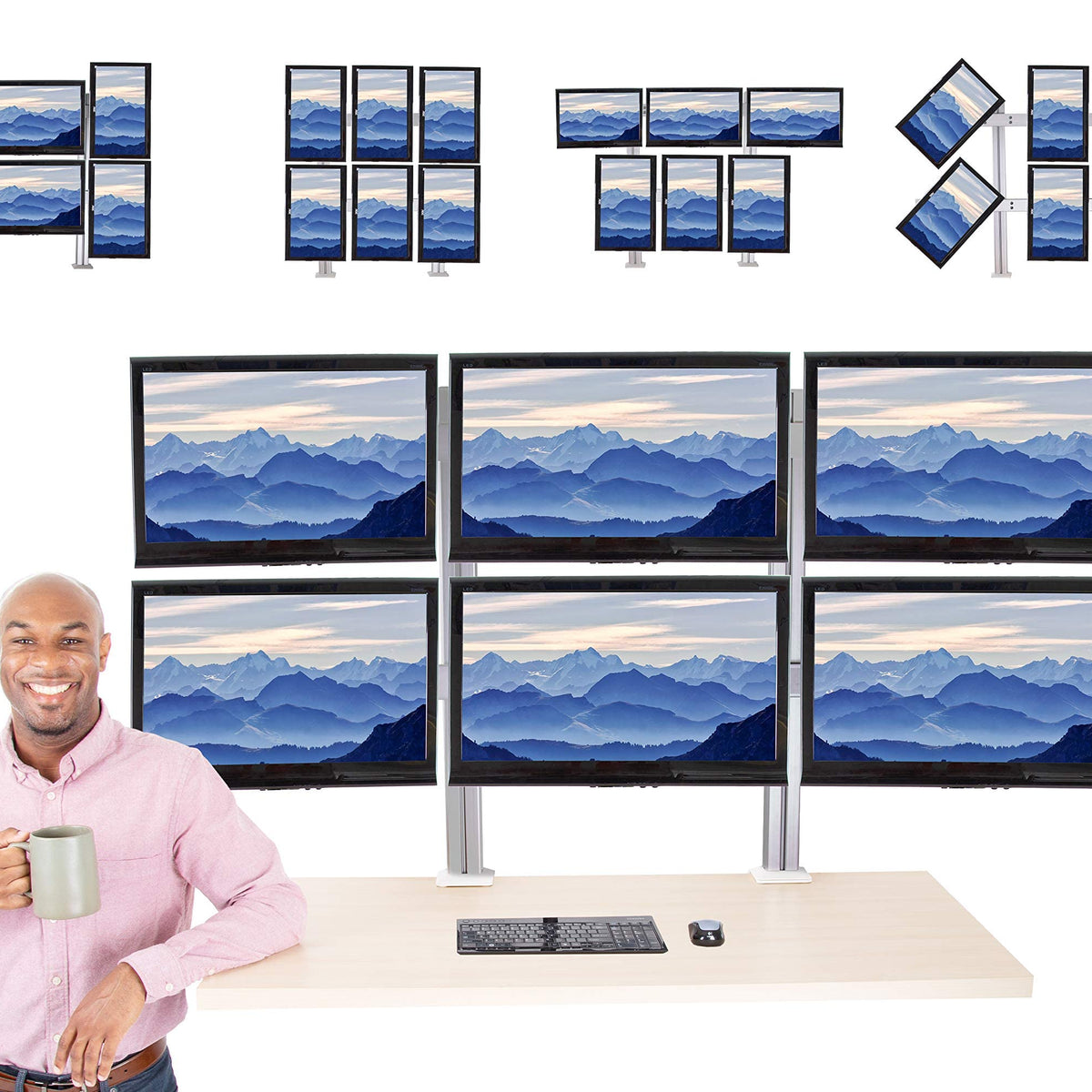 Stand Steady 6 Monitor Mount Desk Setup Heavy Duty Height Adjustable M ...