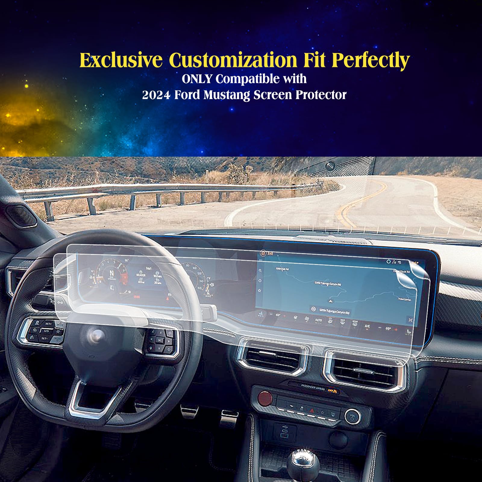 2Pack 2024 Mustang Compatible With 2026 2025 2024 Mustang Integrated Screen Protector 2024 Ford Mustang Dark Horse / Gt Premium