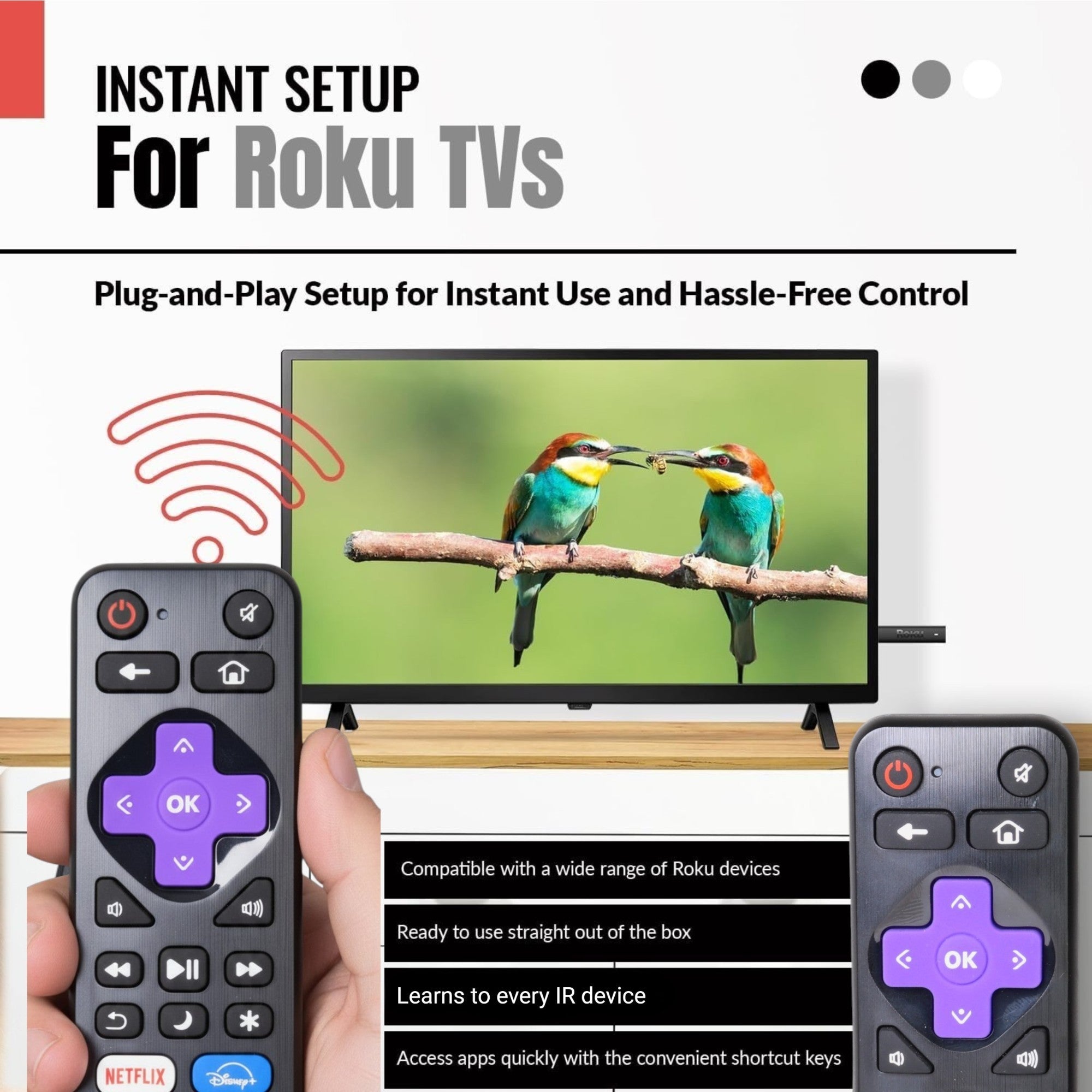 Anderic Substitute for Roku RC31 Streaming Remote Control [RRST01]