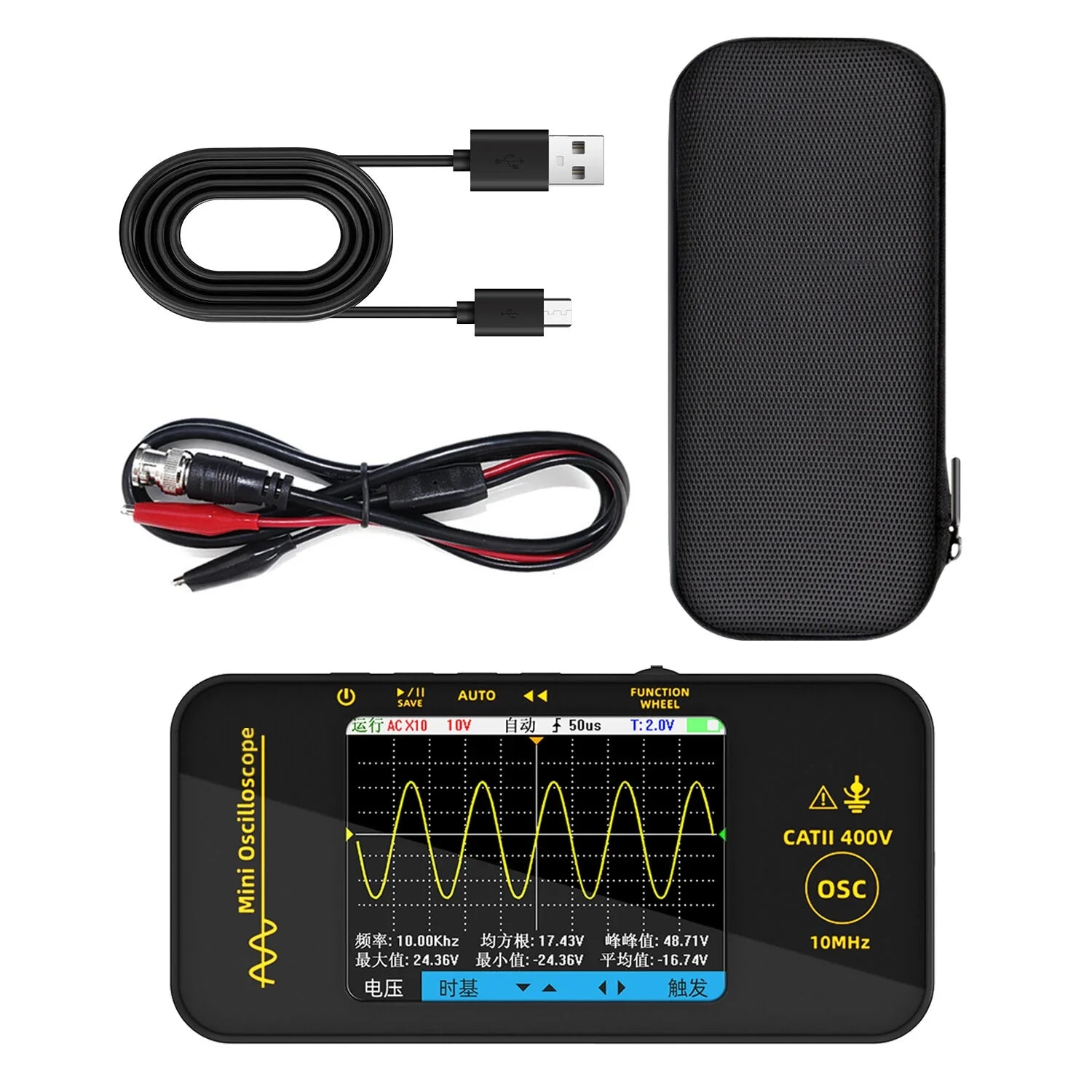 BSIDE OT3 Mini Handheld Oscilloscope 10MHz 48MSa/s with Probe