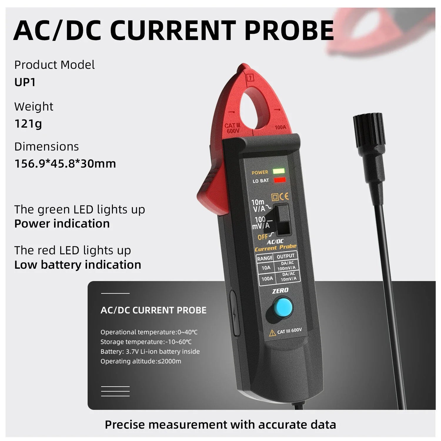 BSIDE UP1 AC/DC Current Probe Clamp for Oscilloscope