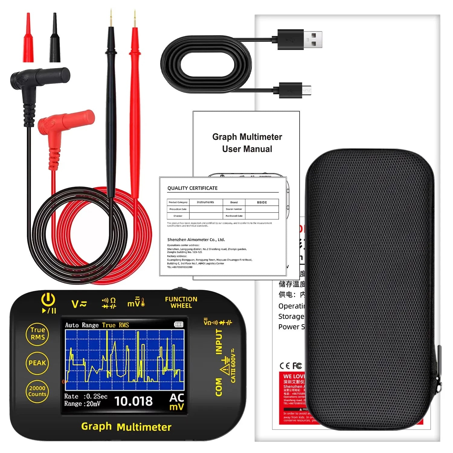 BSIDE S450 Intelligent Digital Multimeter 20000 Counts Voltage Real