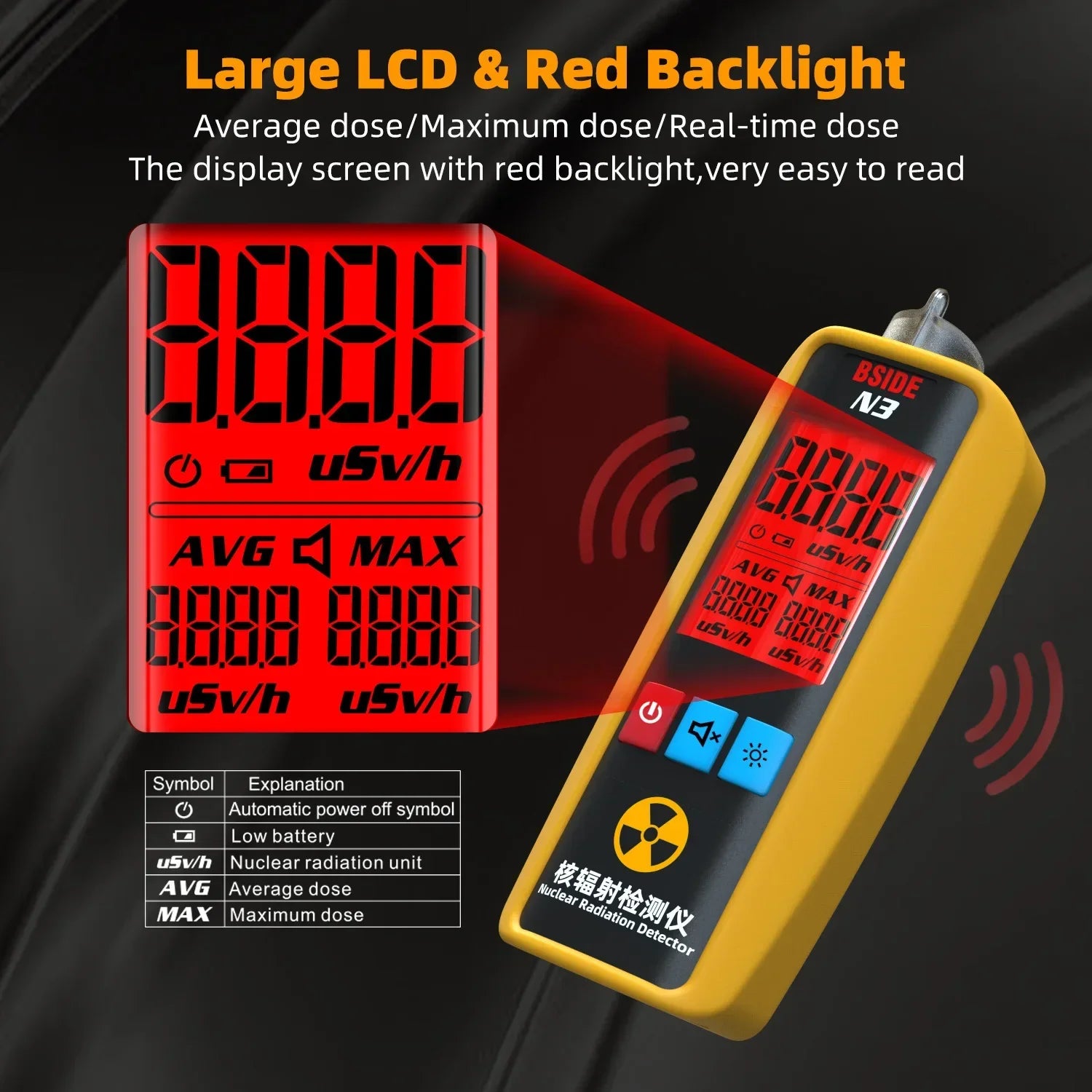 BSIDE N3 Portable Nuclear Radiation Detector – X-ray, Gamma, Beta Geiger Counter