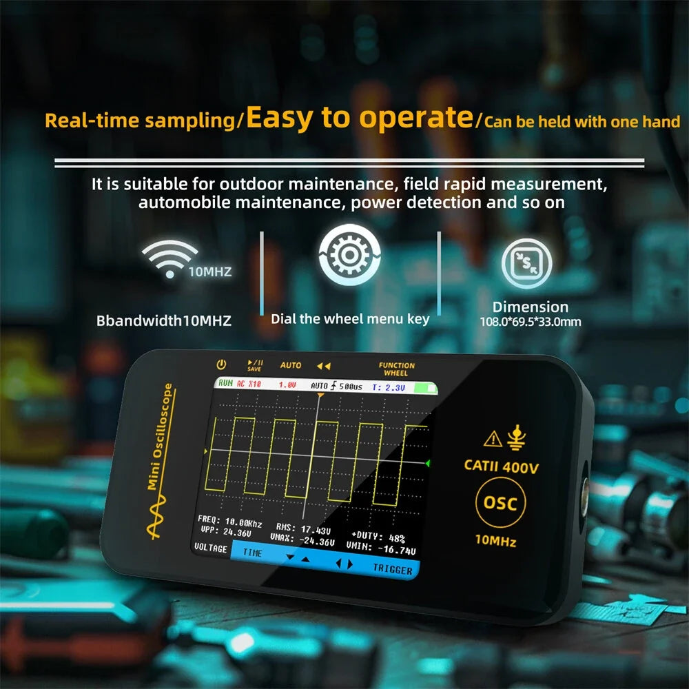 BSIDE OT3 Mini Handheld Oscilloscope 10MHz 48MSa/s with Probe