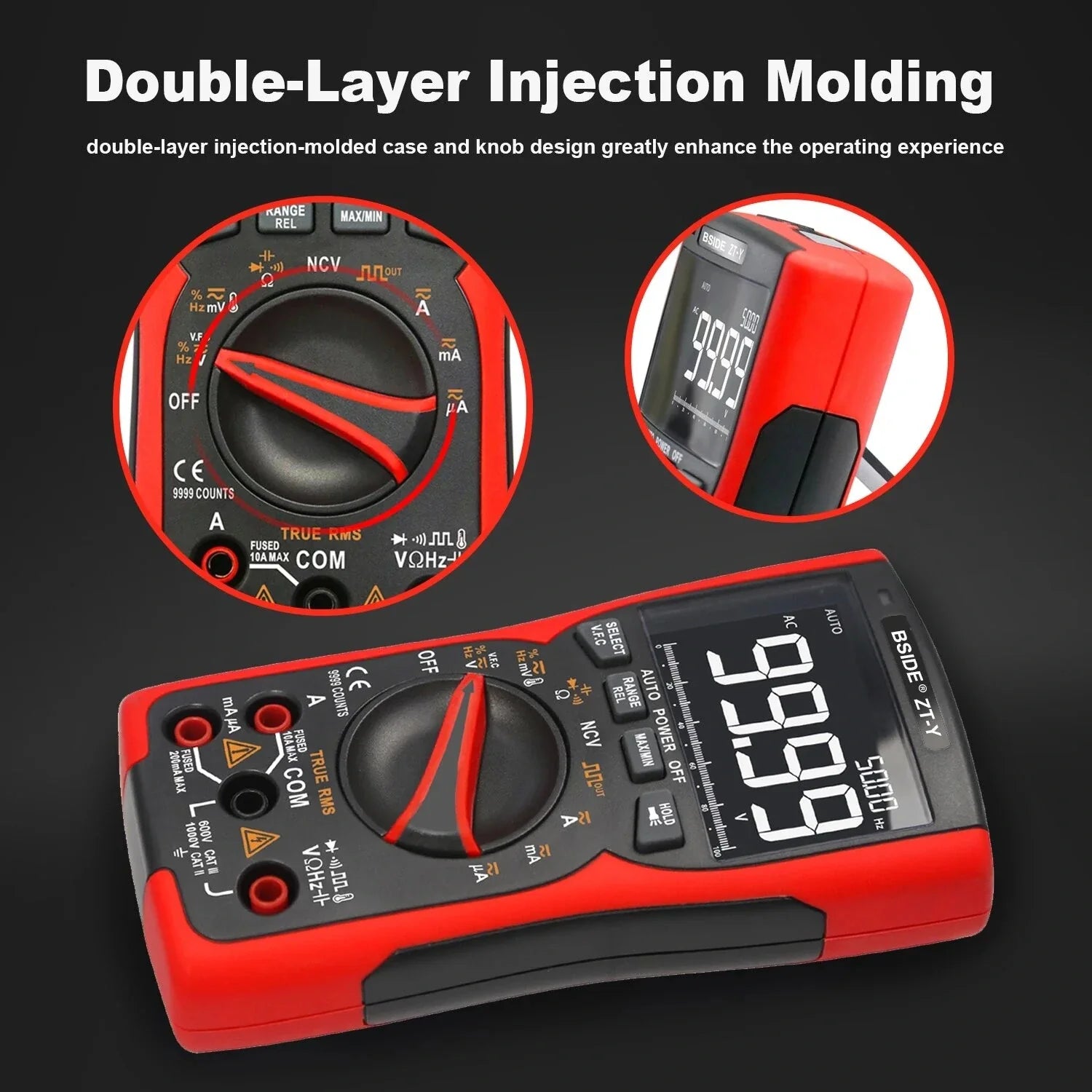 BSIDE ZT-Y True RMS Digital Multimeter 9999 Counts Auto-Range Tester