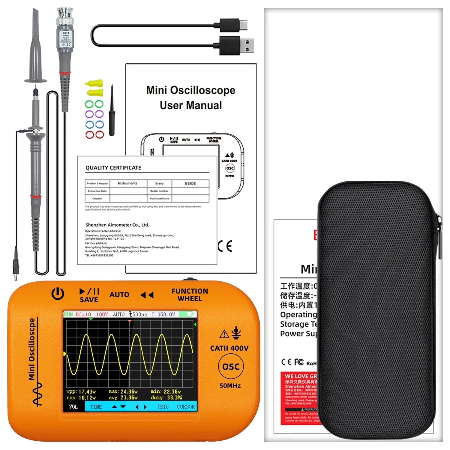 BSIDE OT4 Handheld Digital Oscilloscope