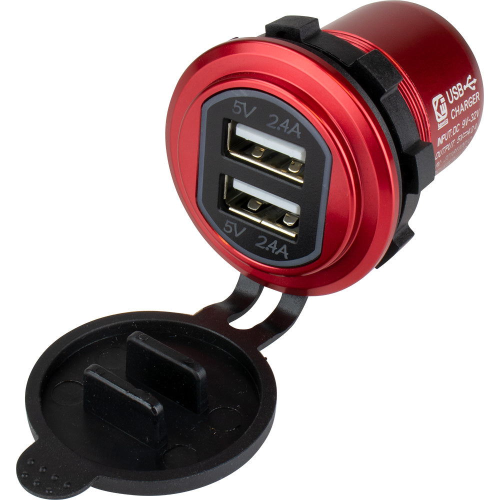Sea-Dog Round Red Dual Usb Charger W/1 Quick Charge Port +,WBAUVA001346758