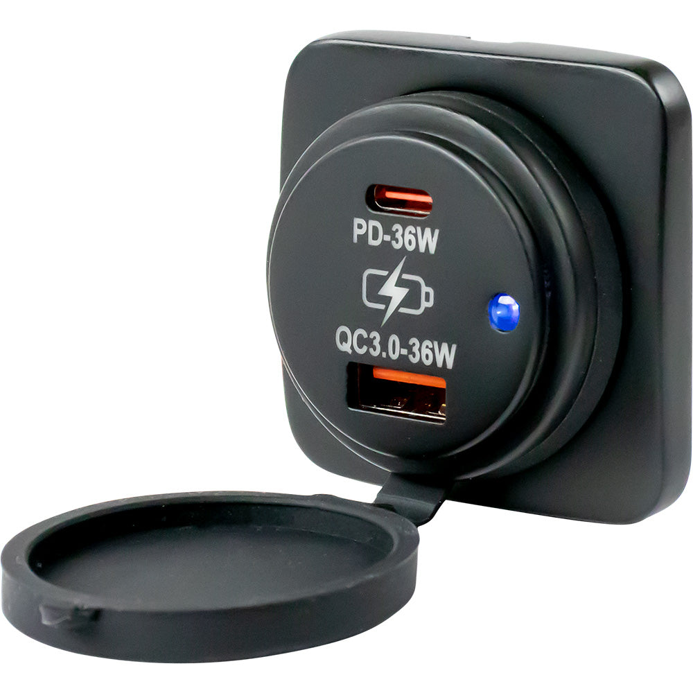 Sea-Dog Usb A / Usb C Square Surface Mount Power Socket,WBAUVB0CWYWJZFV