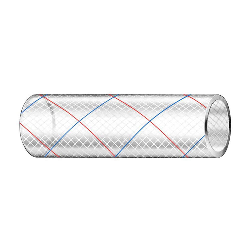 Trident Marine 1/2'' X 50' Clear Reinforced Pvc Hose Tubing Red &Amp; Blue Tracer,WBHDWA001346848