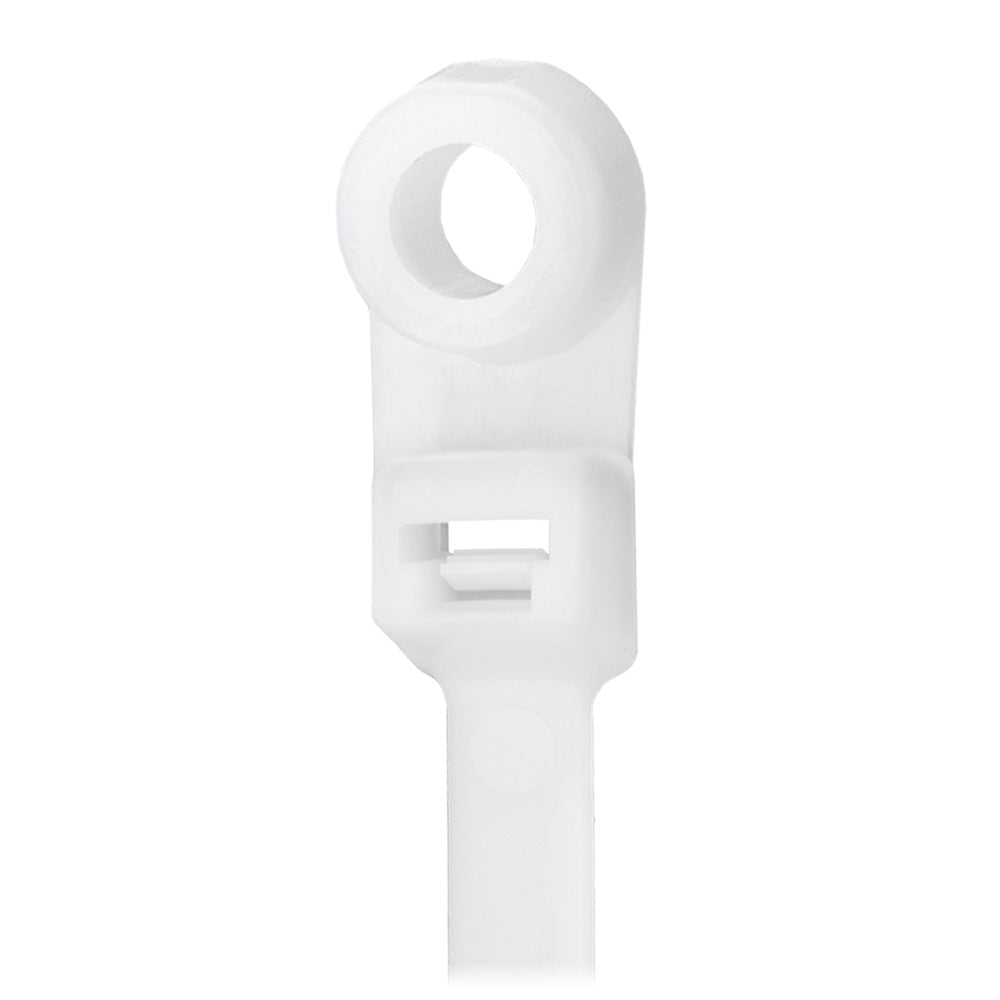 Pacer 8'' Cable Tie W/Mounting Ring - Natural Color - 50Lb Tensile Strength - 2'' Bundle Diameter - 100 Piece Bag,WBHDWA001347188