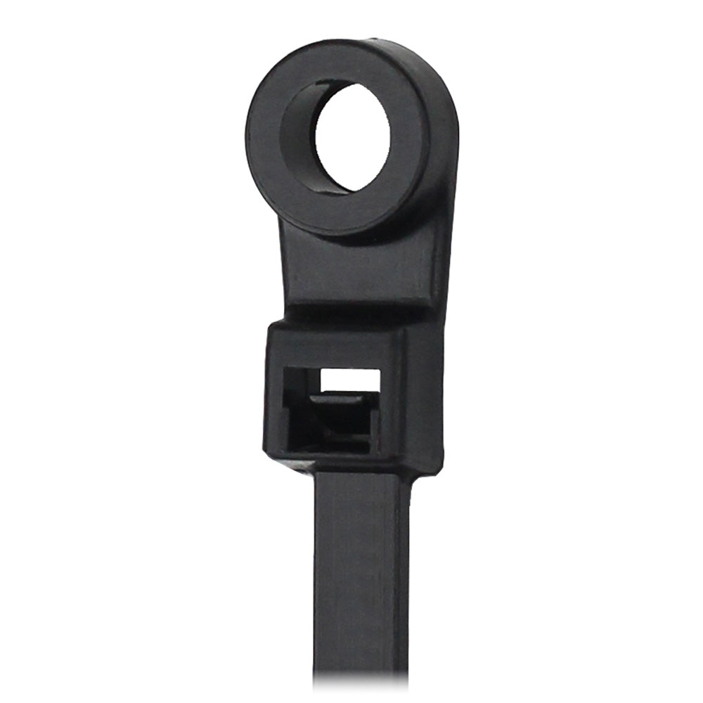 Pacer 8'' Cable Tie W/Mounting Ring - Black - 50Lb Tensile Strength - 2'' Bundle Diameter - 100 Piece Bag,WBHDWA001347189