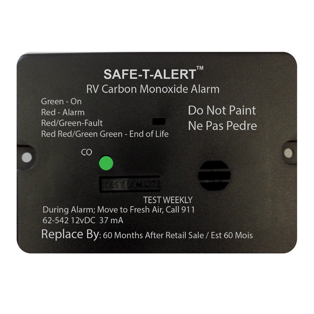 Safe-T-Alert 62 Series Carbon Monoxide Alarm - 12V - Rv Flush Mount - Black,WBAUVA001347277