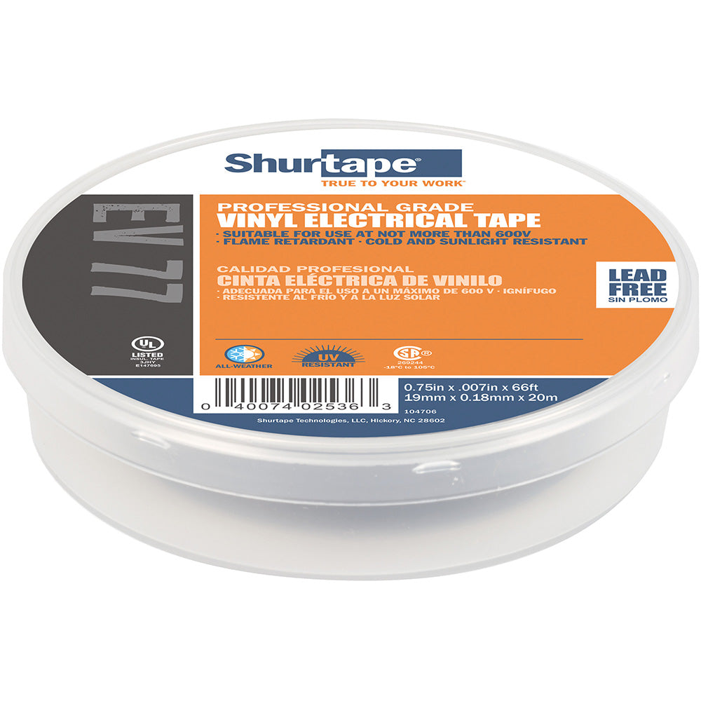 Shurtape Ev 077B Professional Grade Black Electrical Tape F/Insulating &Amp; Splicing - 3/4'' X 66' - 10-Pack,WBHDWB0CK9LFQSX