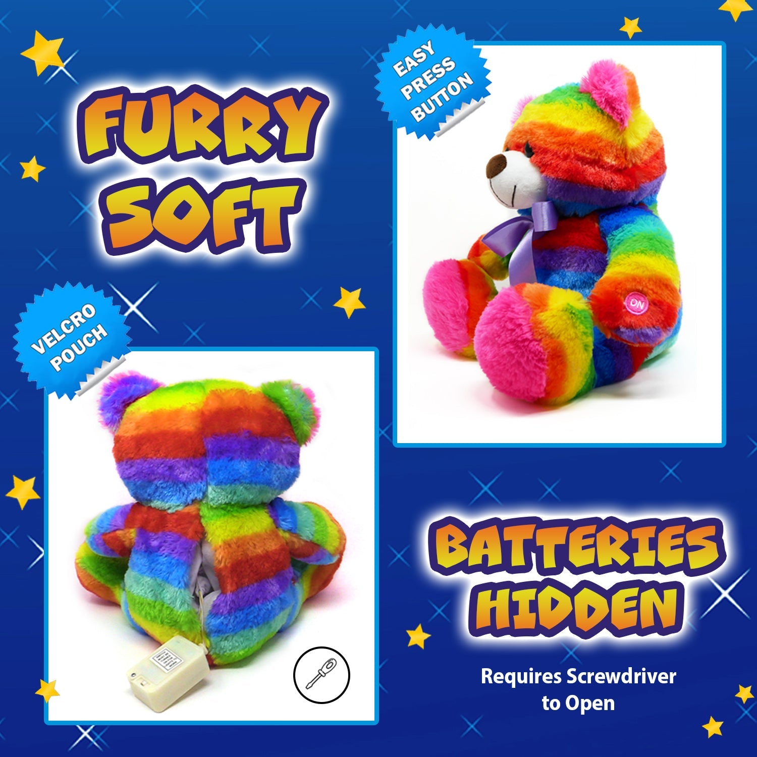 Rainbow Lites Teddy Bear Glow Plush LED Night Light Up Stuffed Animal (16 inch)