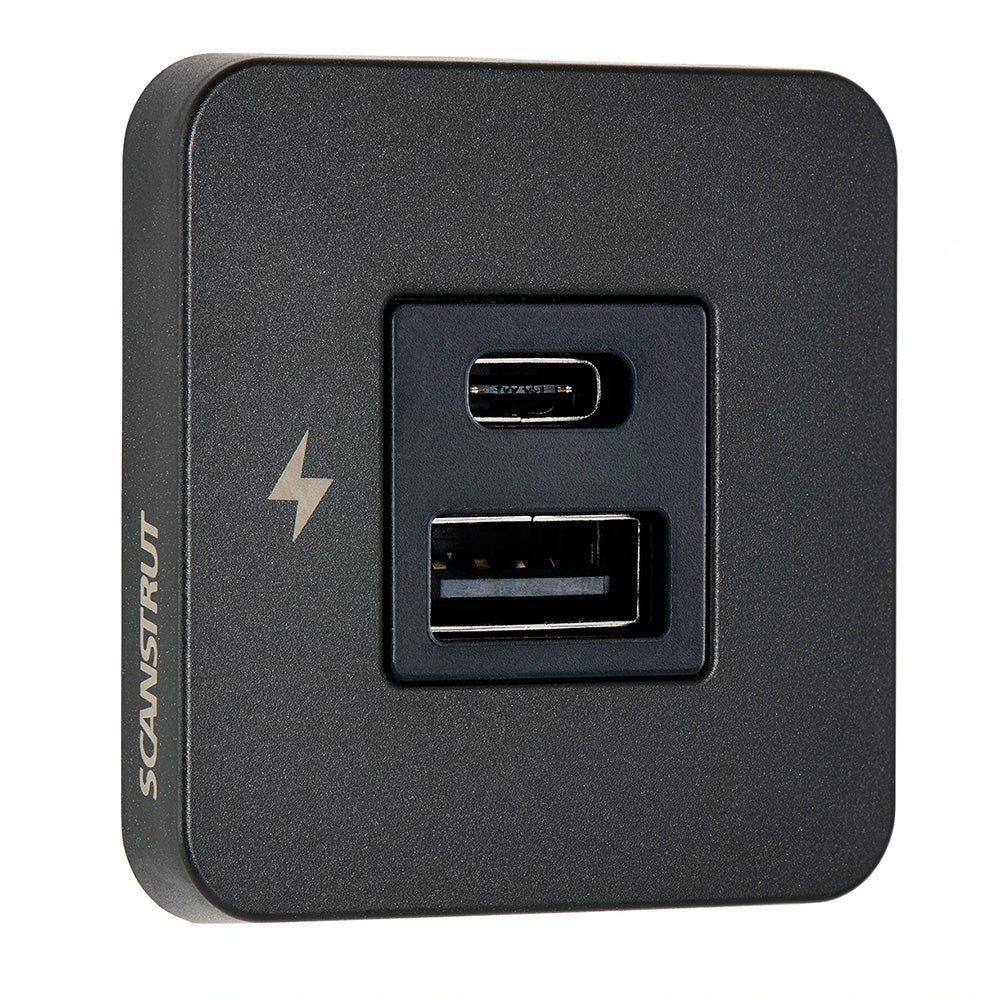 Scanstrut Tile Usb-A/Usb-C Interior Charging Socket - 12/24V - Black Bezel,WBAUVB0F24T348G