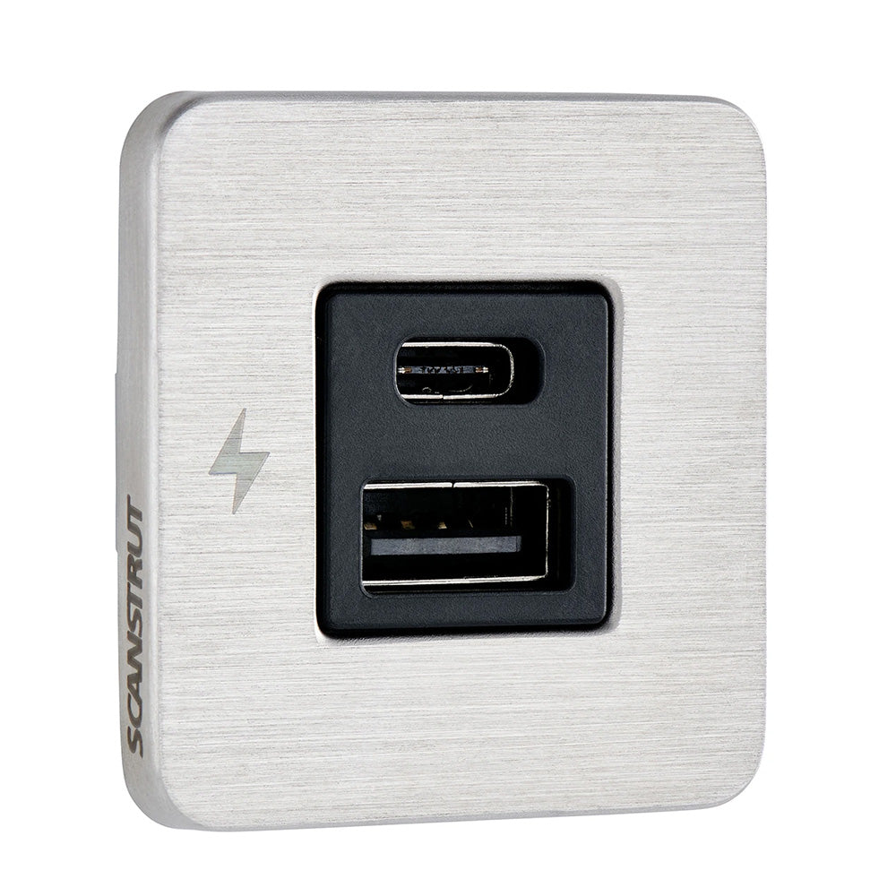 Scanstrut Tile Usb-A/Usb-C Interior Charging Socket - 12/24V - Stainless Steel Bezel,WBAUVB0F24TWTC8