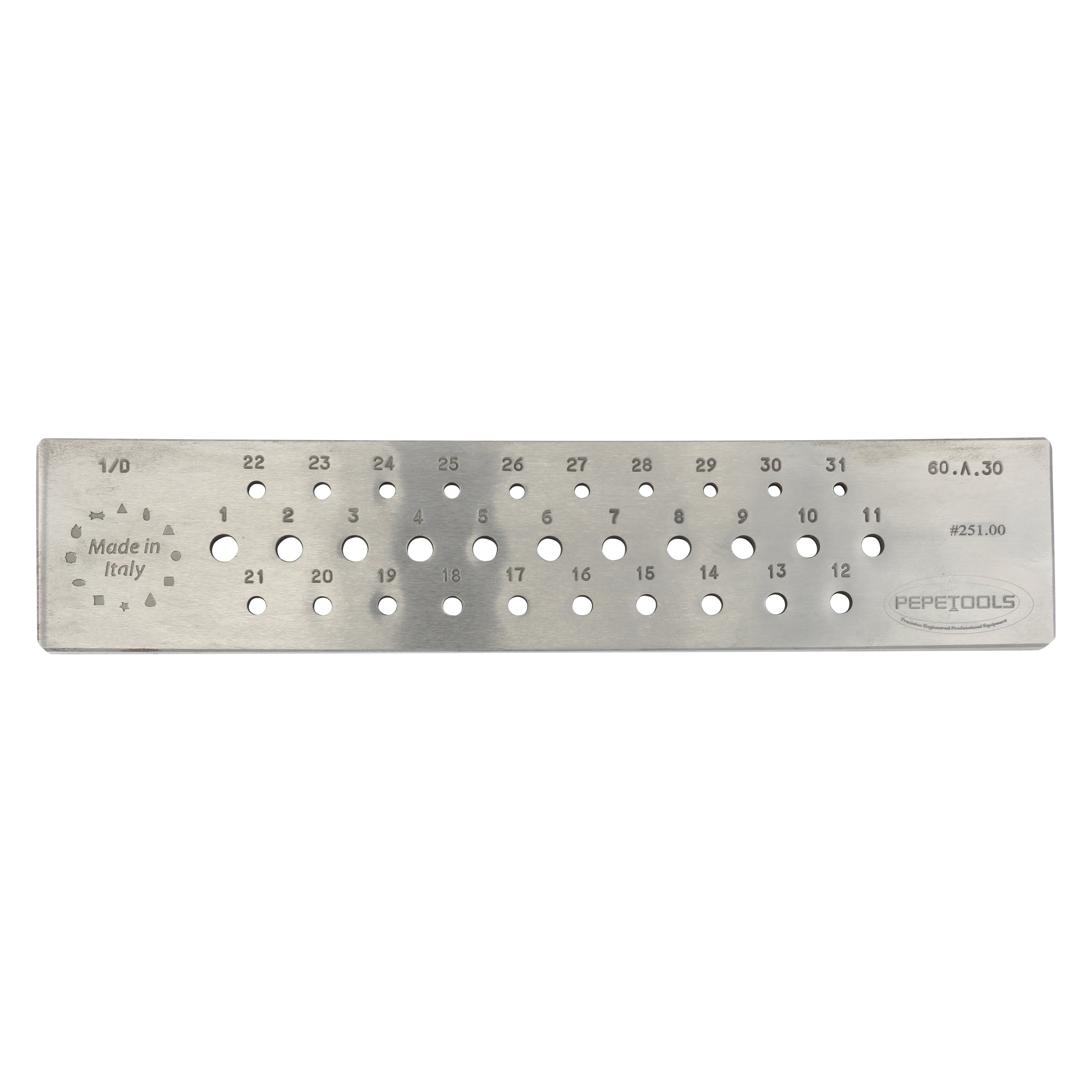 Round Wire Draw Plate, 6mm - 3mm, 31 Holes, Hardened Steel
