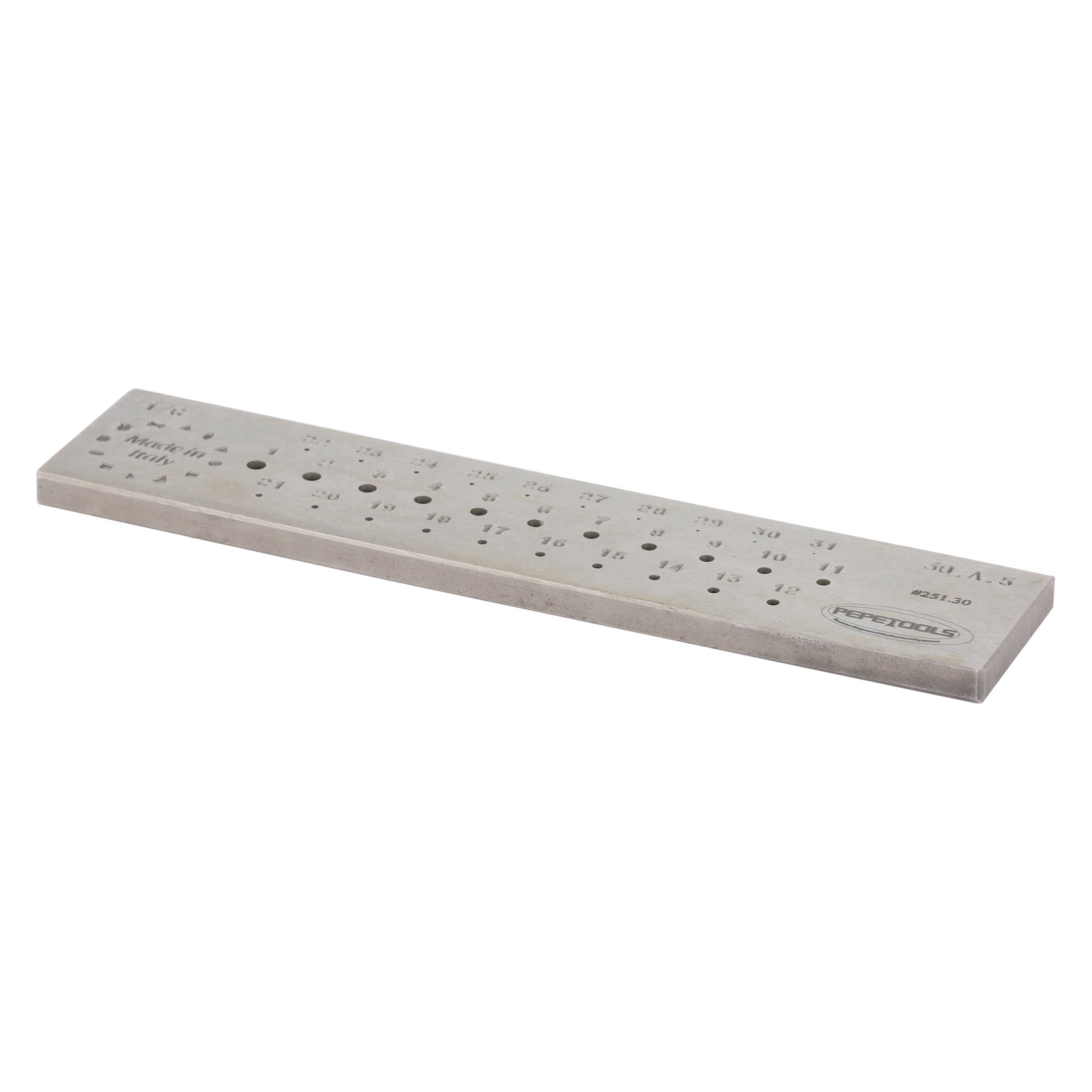 Round Wire Draw Plate, 3mm - .5mm, 31 Holes, Hardened Steel