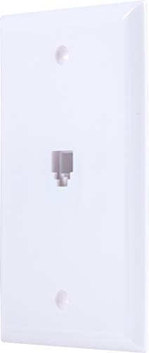 Power Gear Wall Jack With Wallplate, Compatible With Rj11 & Rj14 Phone Jacks, Flush Mount Design, White, 76197