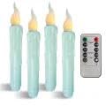NjaoHoo Real Wax LED Flameless Short Taper Candles with Remote, 6.7 Inches Blue Candlesticks, Dripless Battery Operated Flame Ru