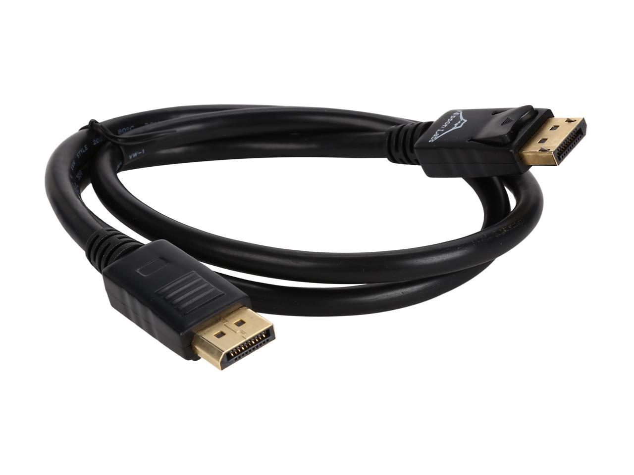 Nippon Labs DisplayPort V1.2 Cable Male to Male 3 Feet Black Gold Plated Copper Latching Connectors