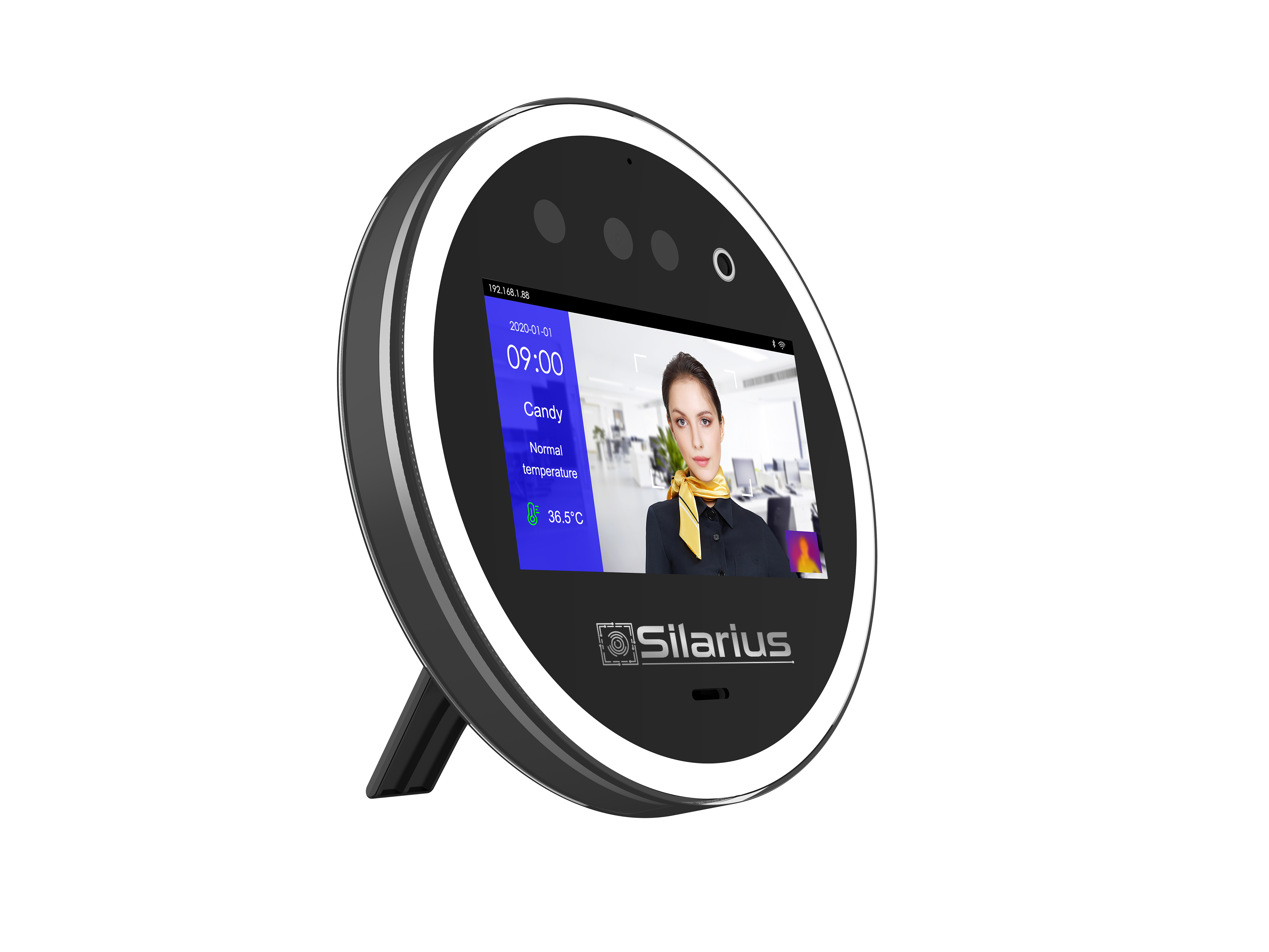 Silarius SIL‐ACCESSTEMP Smart Facial Time Attendance Access Control Terminal with Temperature Measurement , Employee time management Device (NDAA Compliant)