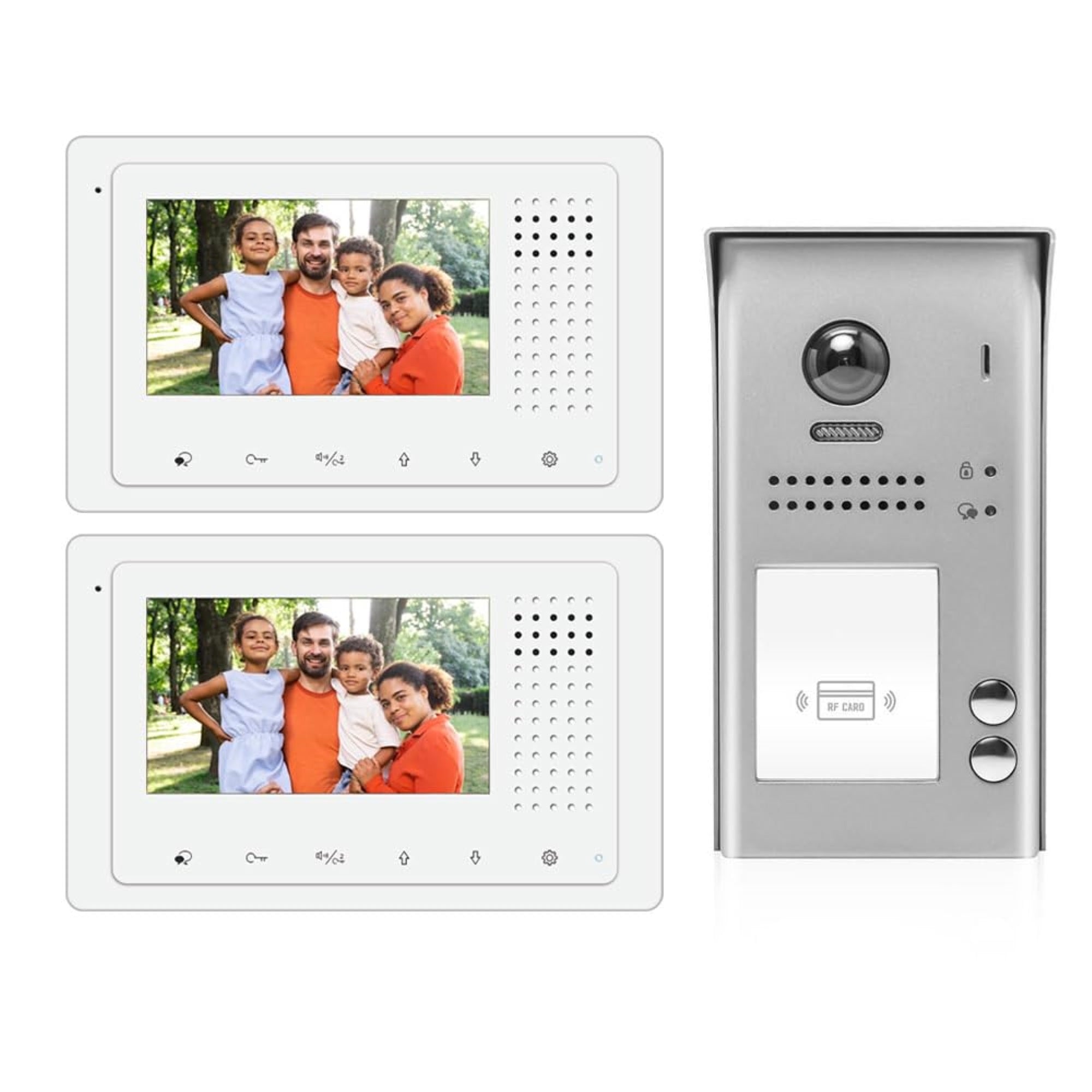 Video Intercom System, DK43322S/ID  2 Apartment with 2 Color  4.3 Inch Monitor, 2 Wire Audio/ Video Doorbell Intercom System E