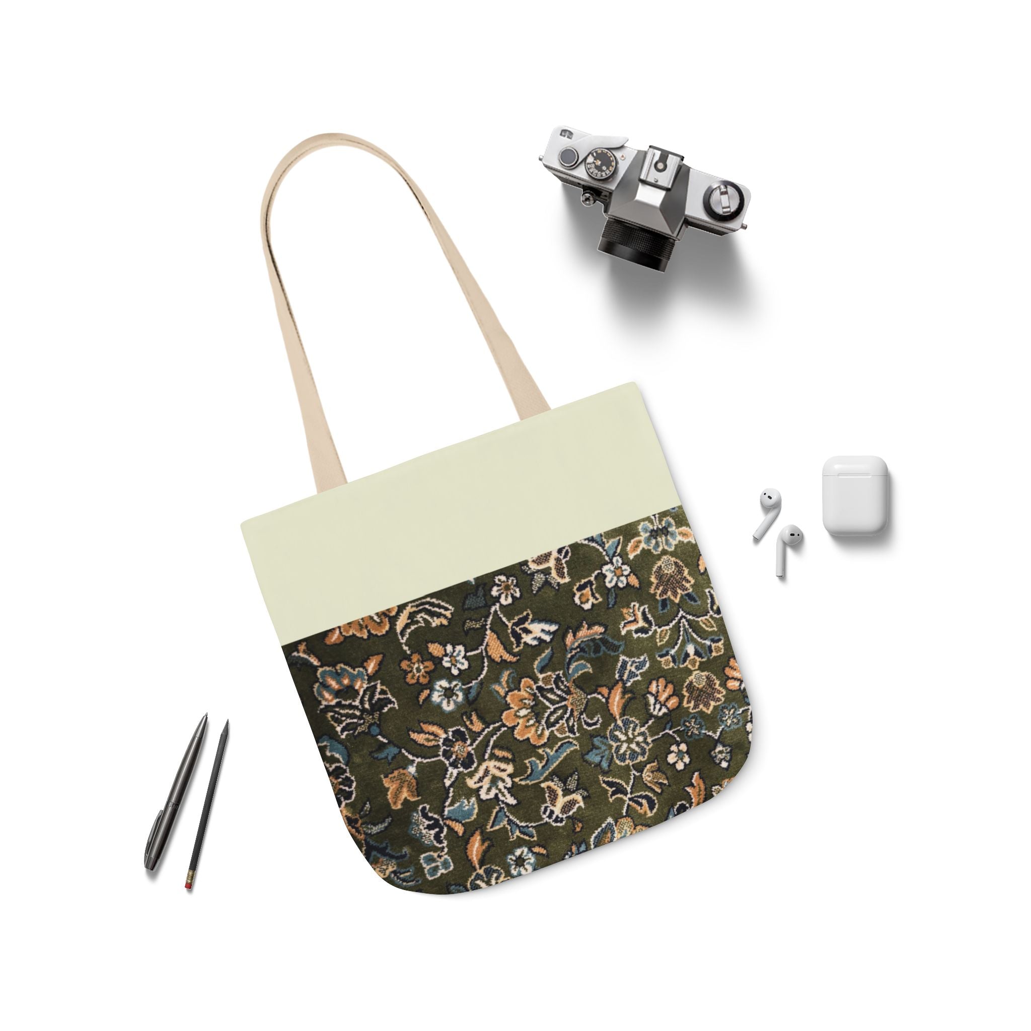 Rawdah Canvas Tote Bag, 3-Color Straps