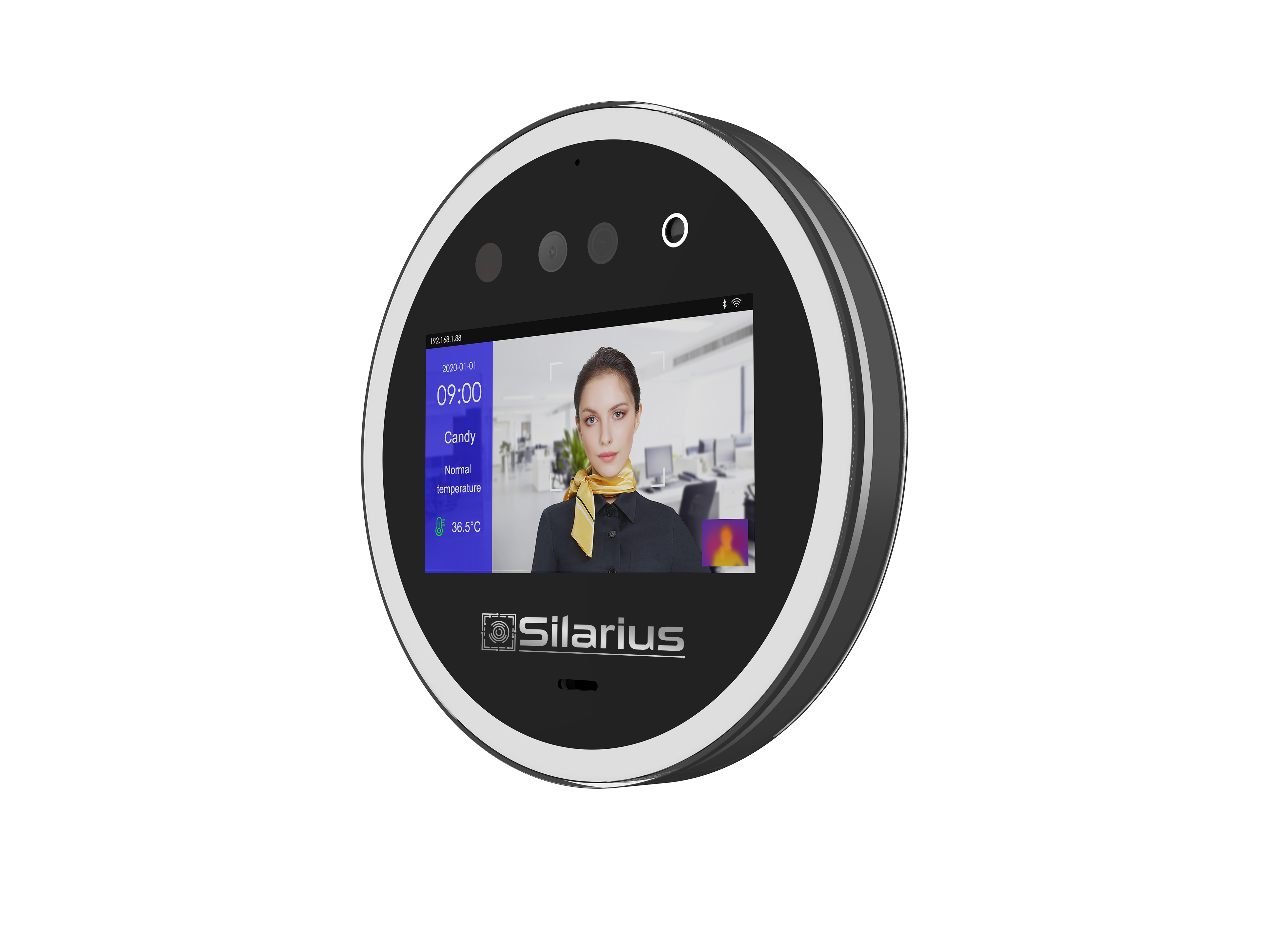 Silarius SIL‐ACCESSTEMP Smart Facial Time Attendance Access Control Terminal with Temperature Measurement , Employee time management Device (NDAA Compliant)