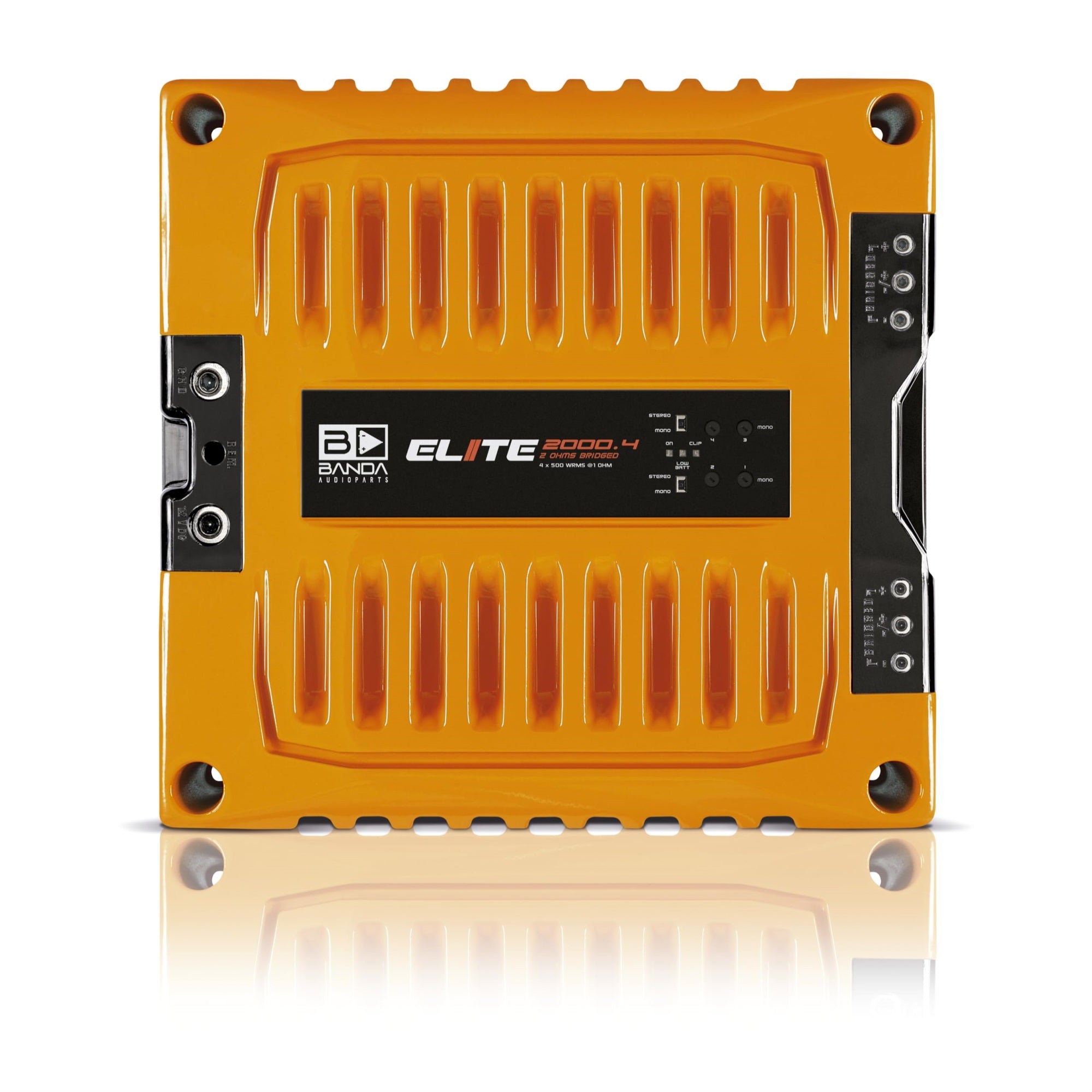 Elite 2000.4 Four Channel 500 Watts Max @ 1 Ohm Car Audio Amplifier Orange