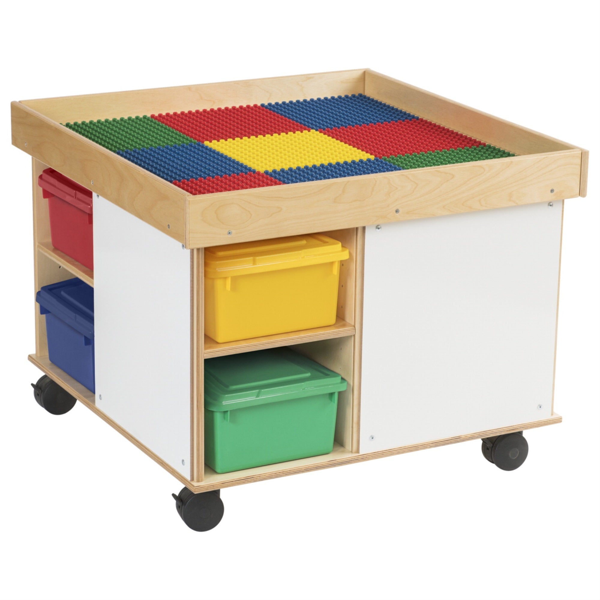 Childcraft Collaboration Multi Purpose Table With Colored Trays, 30 3/4 X 30 3/4 X 24 Inches