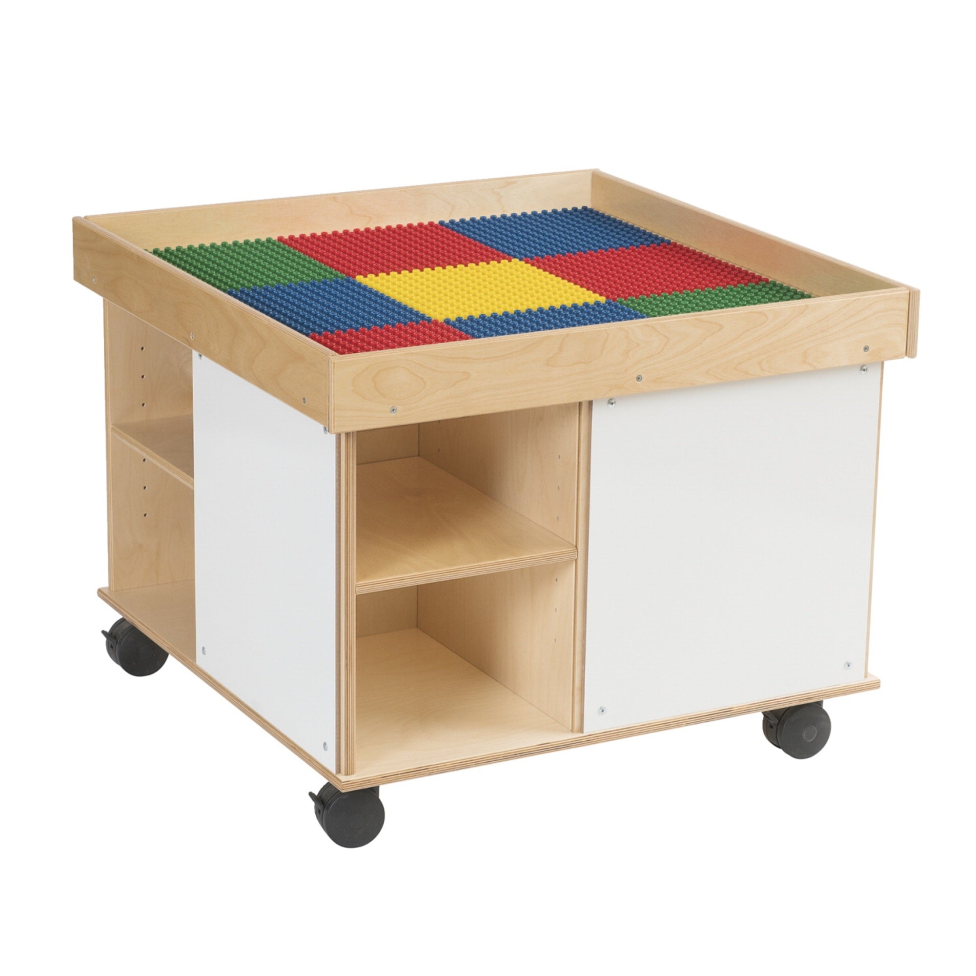 Childcraft Collaboration Multi Purpose Table With Colored Trays, 30 3/4 X 30 3/4 X 24 Inches