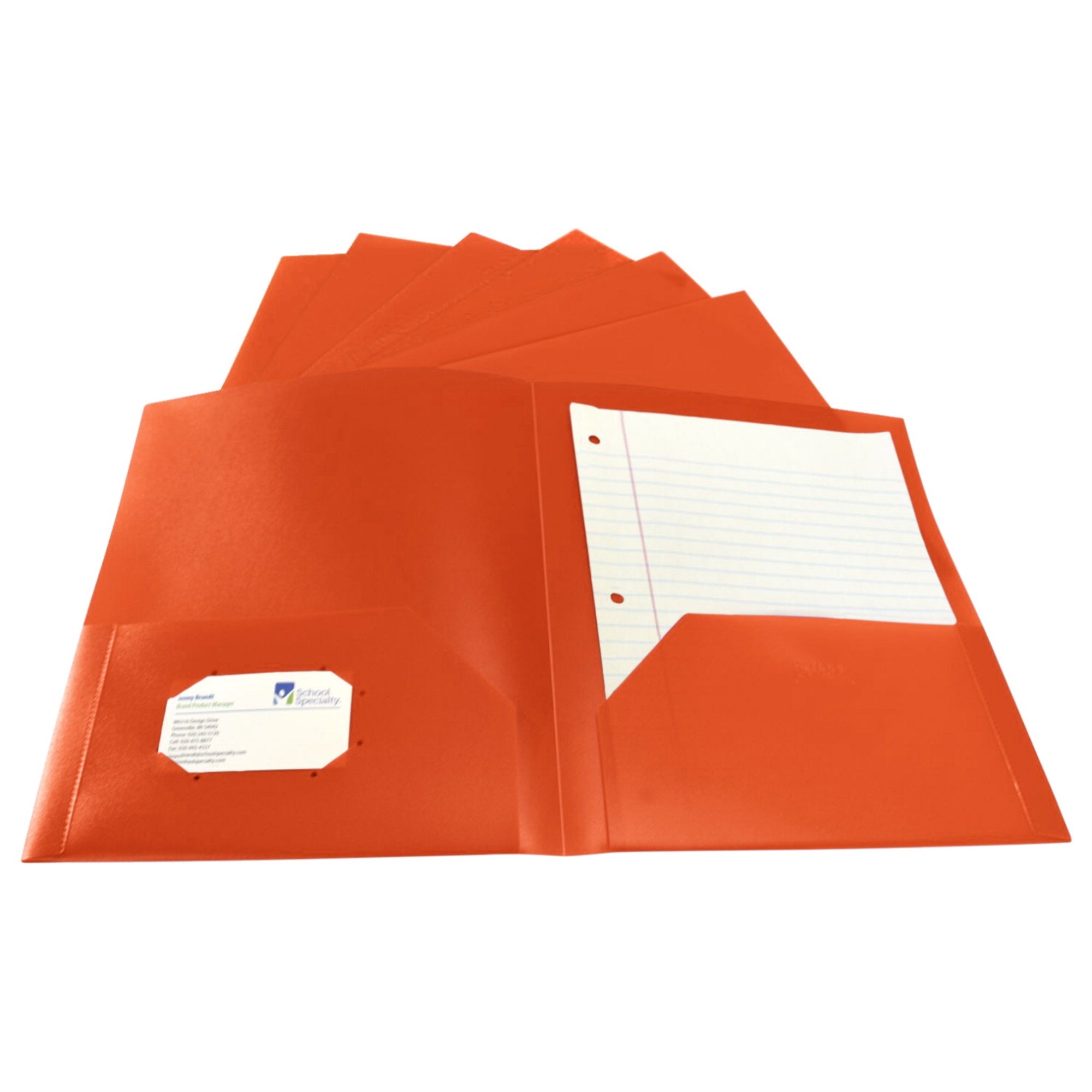 School Smart Heavyweight Two Pocket Poly Folder, Orange, Pack Of 25