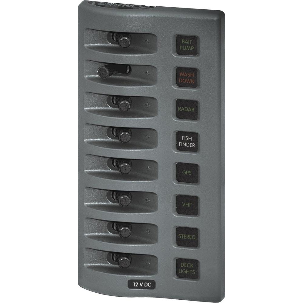 Blue Sea 4308 Weatherdeck Water Resistant Fuse Panel - 8 Position - Grey,WBAUVA001341823
