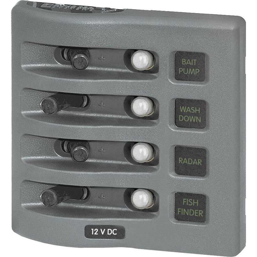 Blue Sea 4374 Weatherdeck Water Resistant Circuit Breaker Panel - 4 Position - Grey,WBAUVA001341824